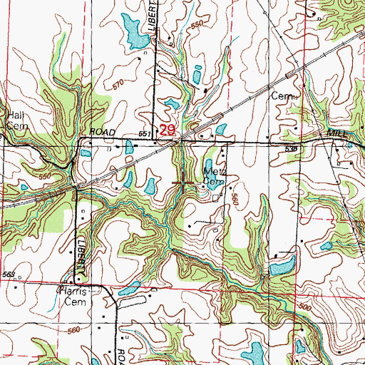 Topographic Map of Metz Cemetery, IL