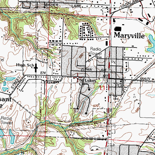 Topographic Map of Saint Lukes Methodist Church, IL