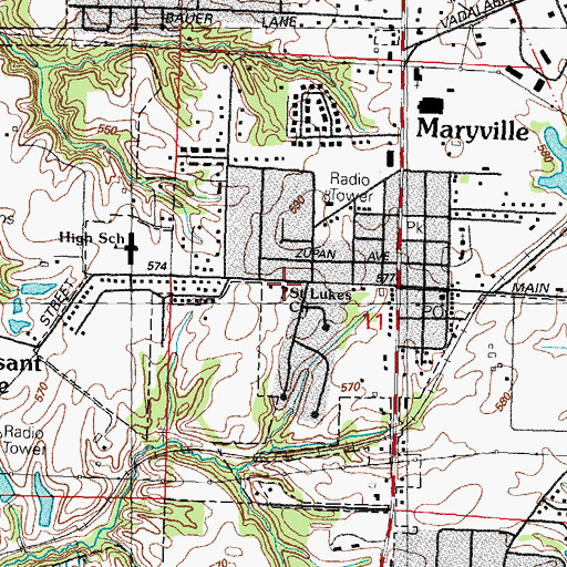 Topographic Map of Saint Lukes Methodist Church, IL