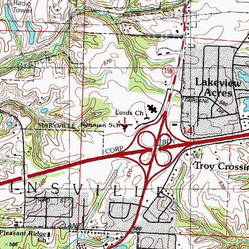 Topographic Map of Neuman Catholic School, IL