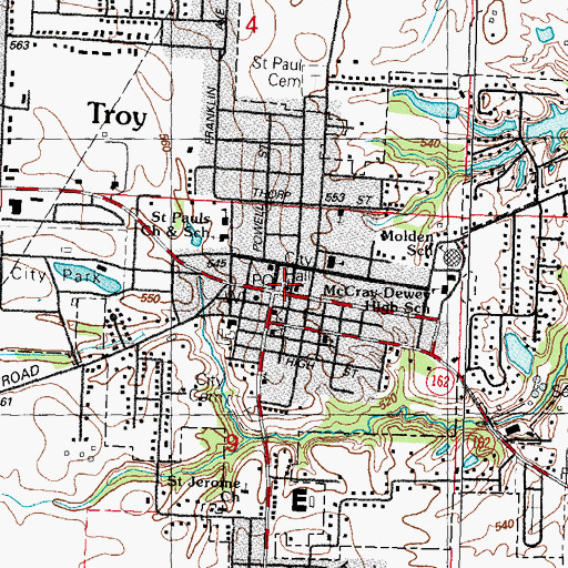 Topographic Map of Troy United Pentecostal Church, IL