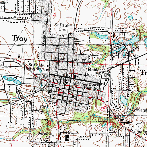 Topographic Map of Troy School, IL