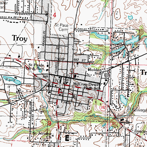 Topographic Map of Troy School, IL