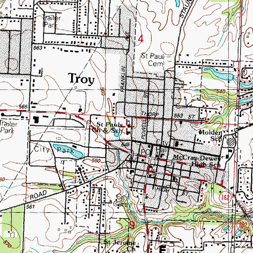 Topographic Map of Saint Pauls Lutheran Church, IL
