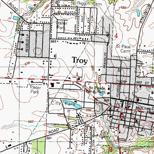 Topographic Map of Troy United Methodist Church, IL