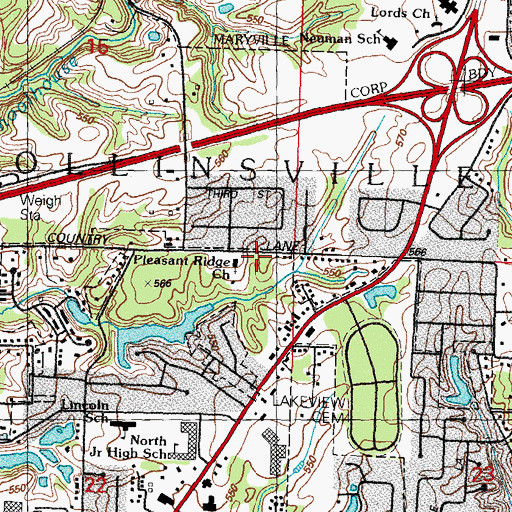 Topographic Map of Pleasant Ridge Baptist Church, IL