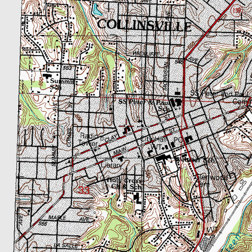Topographic Map of Saint Johns United Church of Christ, IL
