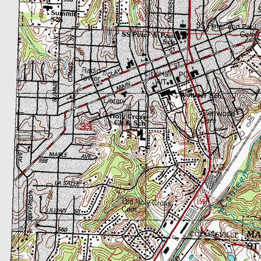 Topographic Map of Holy Cross Lutheran Church, IL