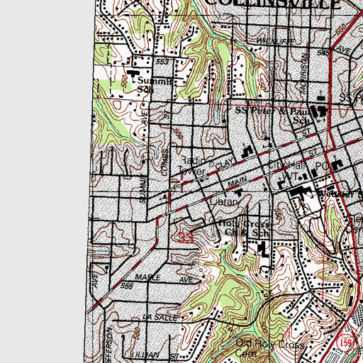 Topographic Map of First Baptist Church, IL