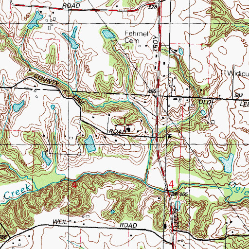 Topographic Map of Troy Assembly of God Church, IL