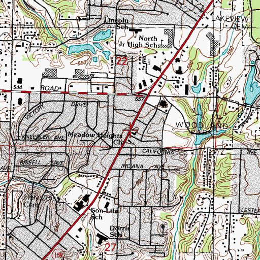 Topographic Map of Collinsville First Christian Church, IL