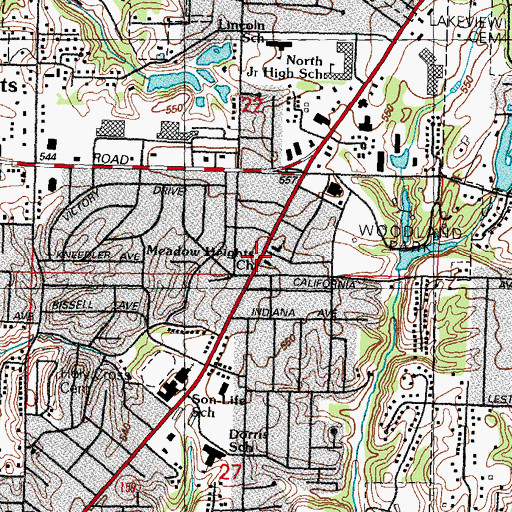 Topographic Map of Meadow Heights Baptist Church, IL
