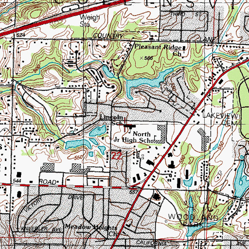 Topographic Map of Lincoln Elementary School, IL