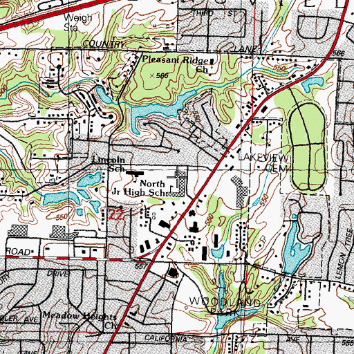 Topographic Map of North Junior High School, IL