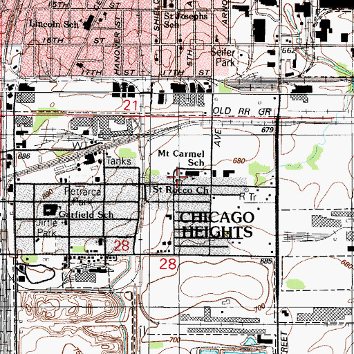 Topographic Map of Saint Rocco Church, IL