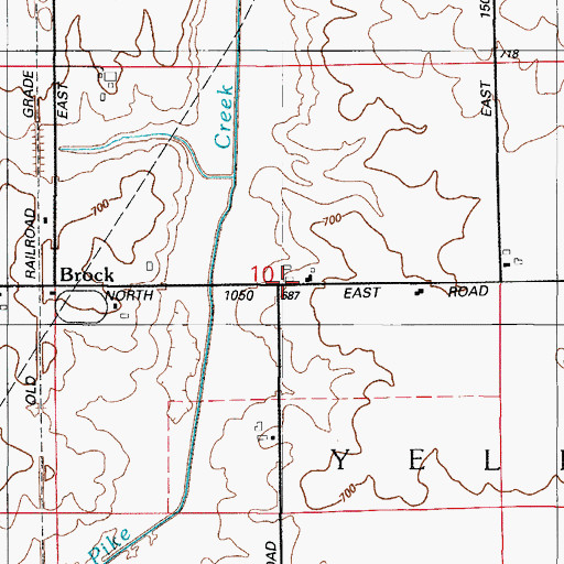Topographic Map of Brock, IL