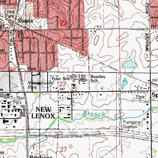 Topographic Map of Arnold J Tyler School, IL