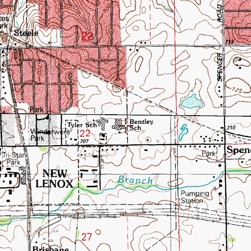 Topographic Map of Bentley Elementary School, IL