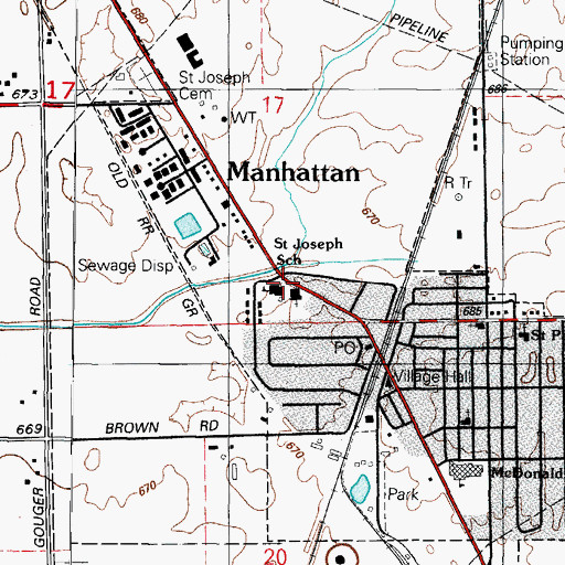 Topographic Map of Saint Joseph School, IL