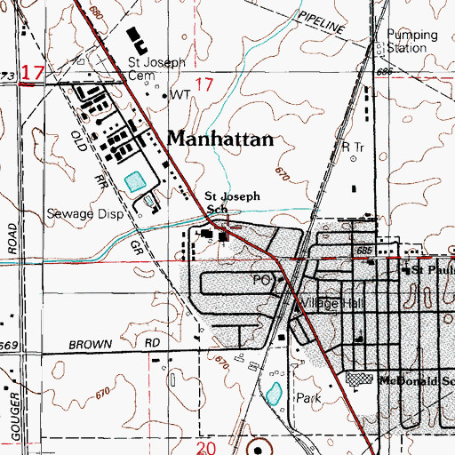 Topographic Map of Saint Joseph's Church, IL