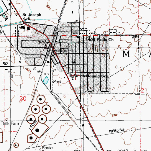 Topographic Map of Anna McDonald Elementary School, IL