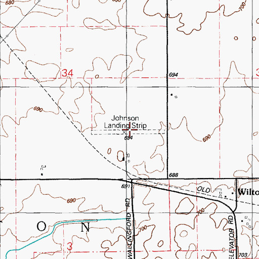 Topographic Map of Johnson Landing Strip (historical), IL