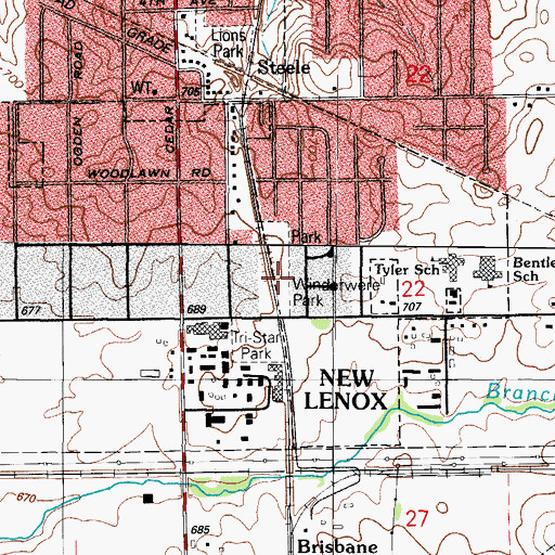 Topographic Map of Winderwere Park, IL