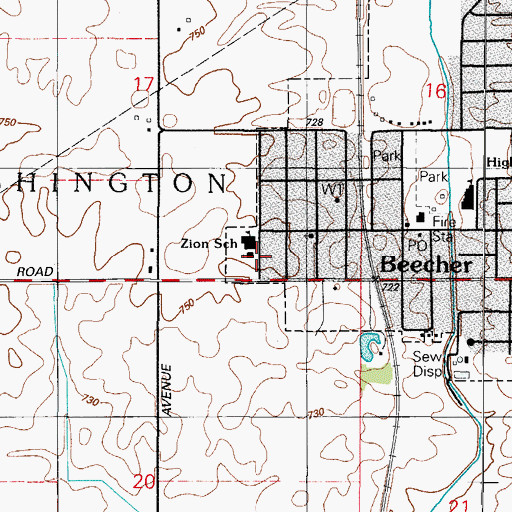 Topographic Map of Zion Lutheran Church, IL