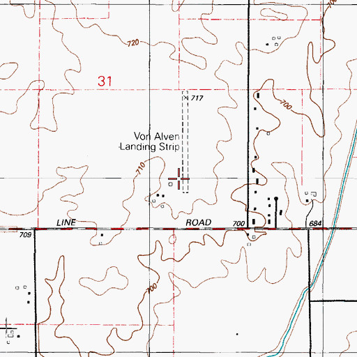 Topographic Map of Von Alvens Airview Airport, IL