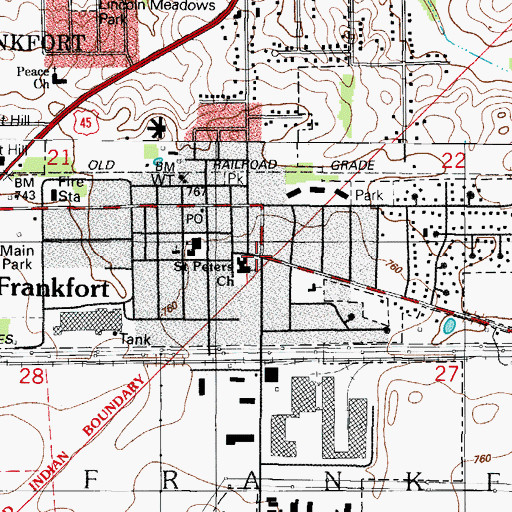 Topographic Map of Frankfort, IL