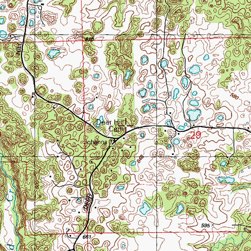 Topographic Map of Saint Johns Church (historical), IL