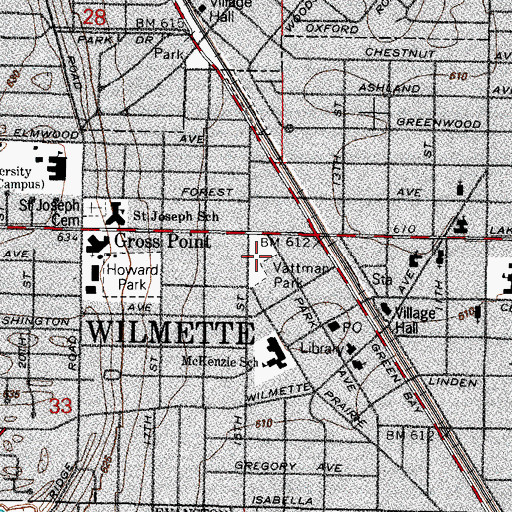 Topographic Map of Vattman Park, IL