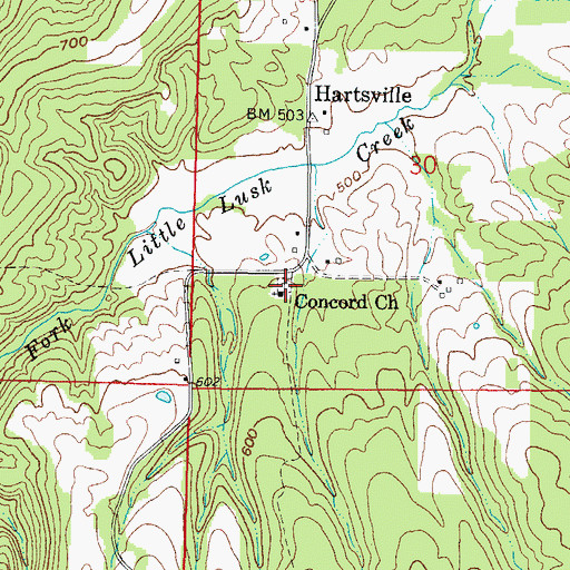 Topographic Map of Concord Cemetery, IL