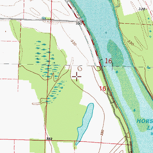 Topographic Map of Horseshoe Lake Recreation Site, IL
