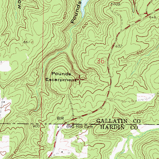 Topographic Map of Rim Rock Recreation Area, IL