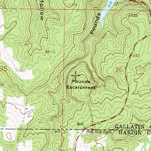 Topographic Map of Indian Wall Picnic Area, IL