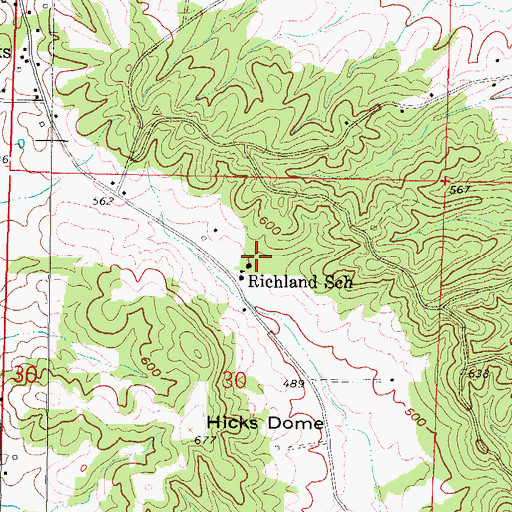 Topographic Map of Richland Church, IL