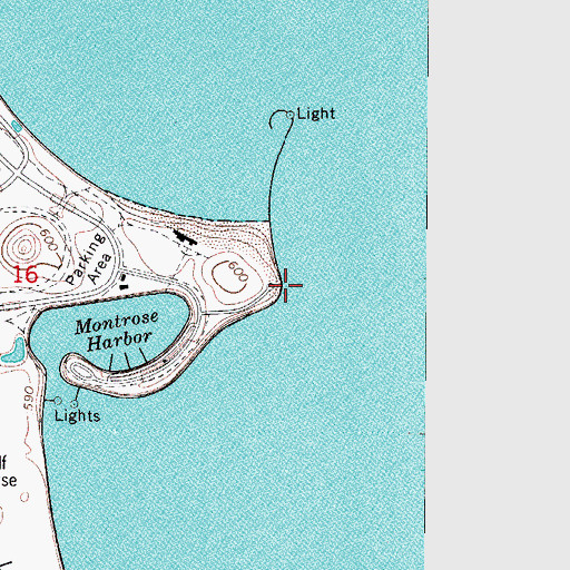 Topographic Map of Montrose Breakwater Light, IL