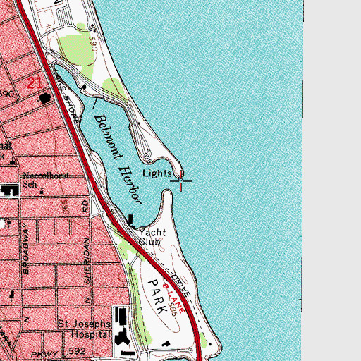 Topographic Map of Belmont Harbor Light, IL