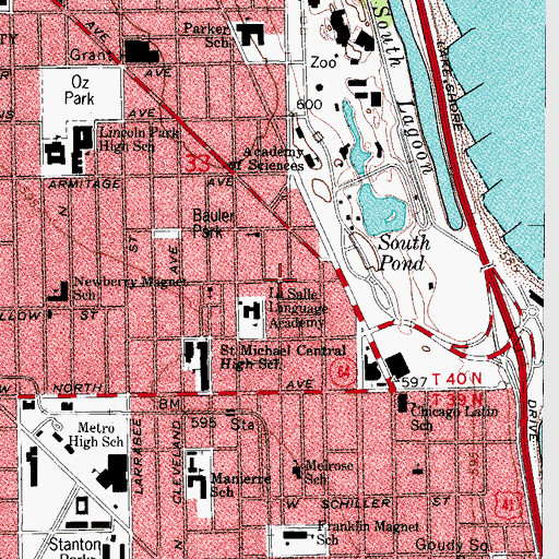 Topographic Map of North Avenue Jetty Light, IL