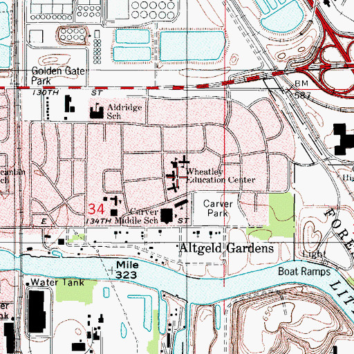 Topographic Map of Wheatley Child-Parent Education Center, IL