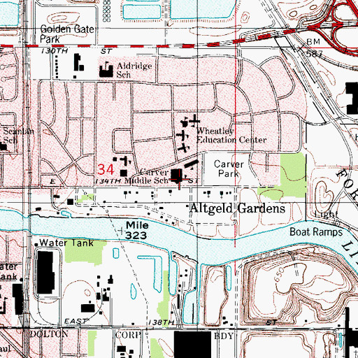 Topographic Map of Carver Middle School, IL