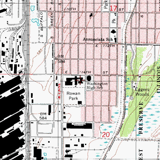 Topographic Map of Washington High School, IL