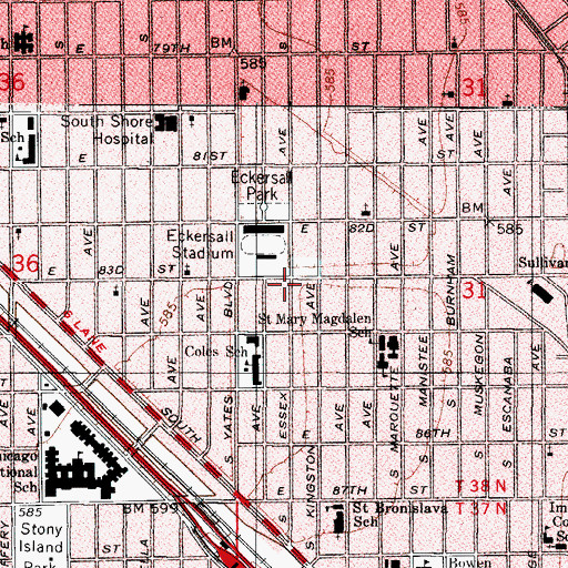 Topographic Map of Eckersall Park, IL