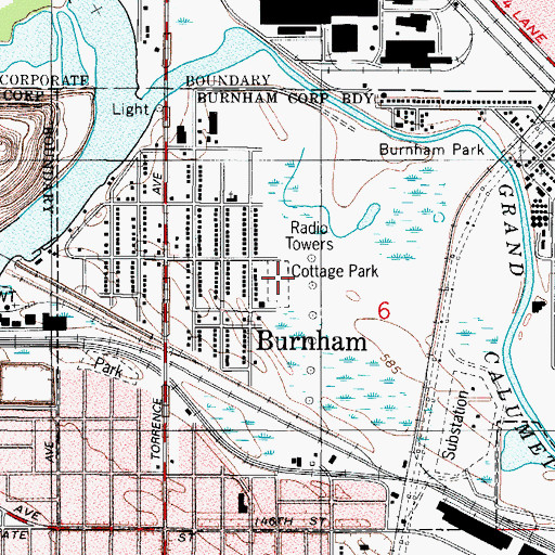 Topographic Map of Cottage Park, IL