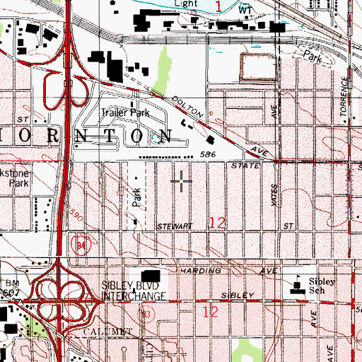 Topographic Map of Blackstone Park, IL