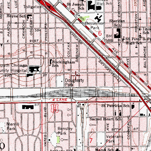 Topographic Map of Dougherty Park, IL