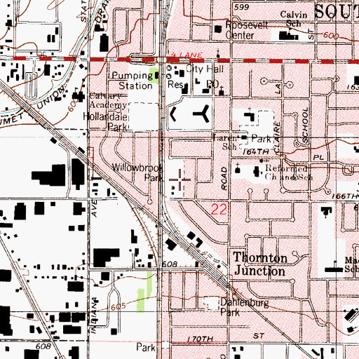 Topographic Map of Willowbrook Park, IL