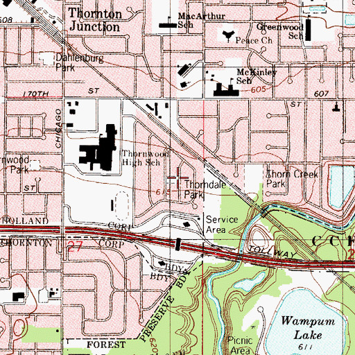 Topographic Map of Thorndale Park, IL