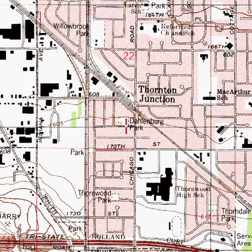 Topographic Map of Dahlenburg Park, IL